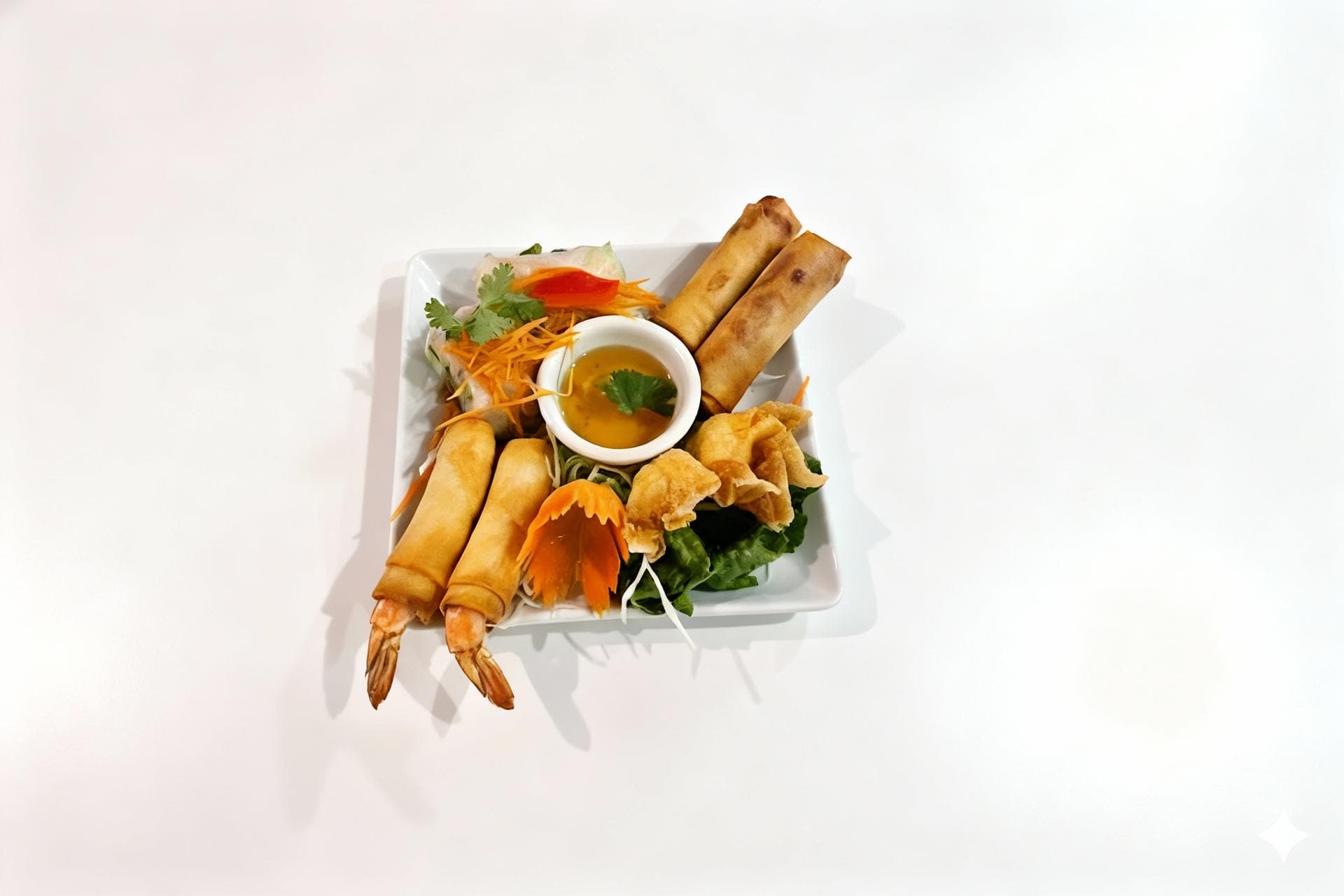 Appetizer For Two or Four (2) plated at Maly Thai restaurant in St. Charles