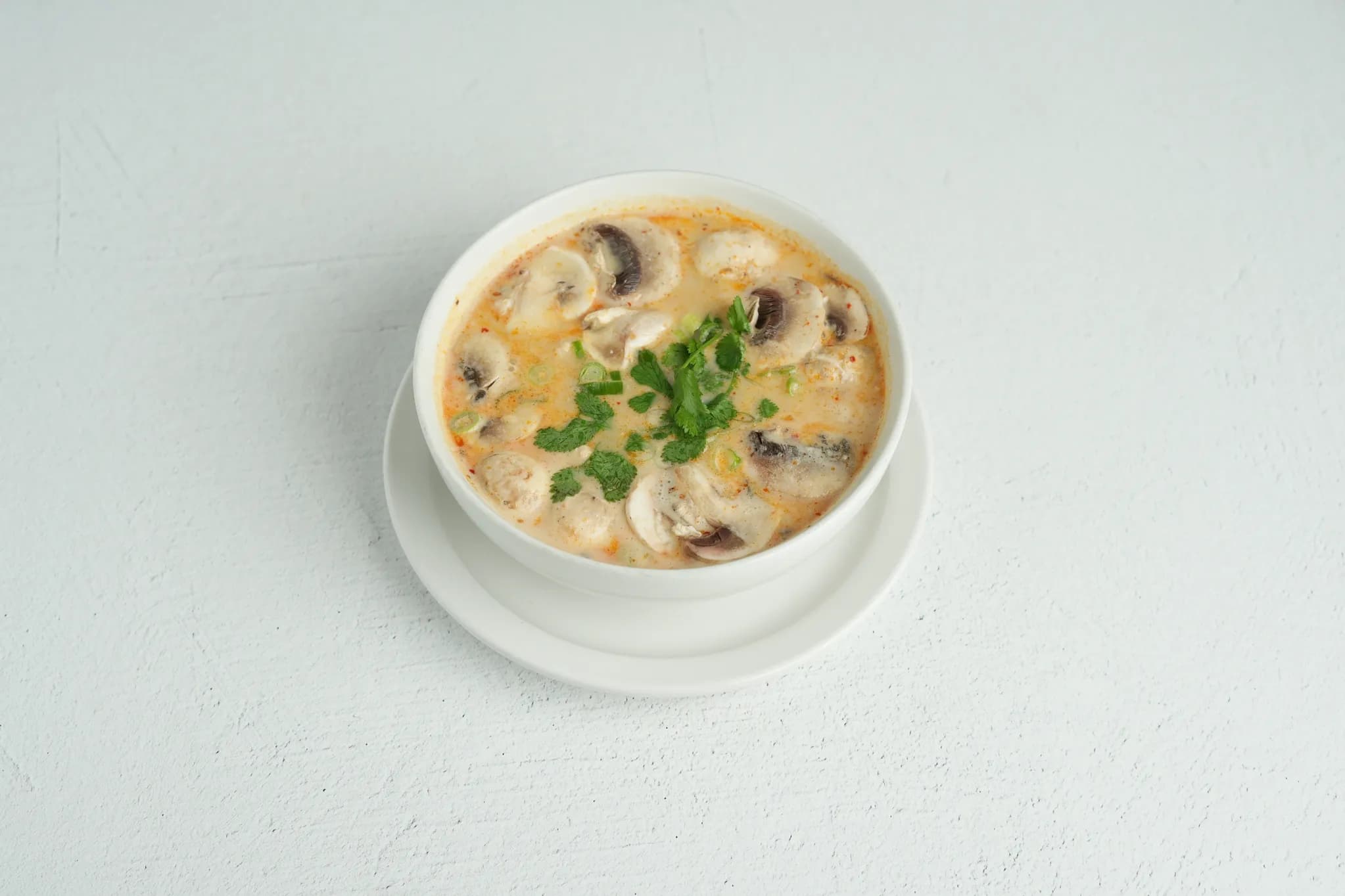 Tom Kha Soup plated at Maly Thai restaurant in St. Charles